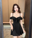 【2色】 ミニドレス キャバドレス セクシー バイカラーデザイン ウエストシェイプ タイト 着痩せ効果 LW2-LQE9482