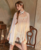 セクシー レース ナイトドレス  バックオープン ルームウェア シースルー ランジェリー 網レース 下着 ナイトウェア LW8-GRXK6480