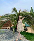 ミニドレスサンドレスAライン花柄フリル体型カバーセクシー大人可愛い旅行SNS話題 WQ2-CD3-227-10380700