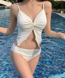 【3点セット】水着 ビキニ 韓国風 スカート付き ドローストリング ハイウエスト 温泉 リゾート ビーチ JC7-CF-SNM57092