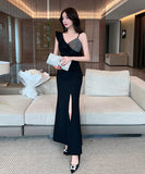 ロングドレス セクシー 背露出   気質 セレブ風 脚長効果　XH2-DD5864