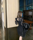 【2色】ミニドレス キャバドレス タイトドレス セクシー 大人フェミニン レースカットアウト Vネック ボディコン デート ナイトクラブ JC2-XKDD355-6601-Aug27