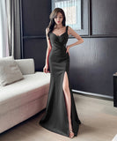 【3色】ロングドレス セクシー ボディコン ノースリーブ ディープVネック 上品 スリット 着やせ パーティー JC2-YM9206