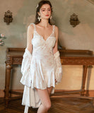 Lady's coco ルームウェア ランジェリー セクシー レース×ベロア パッド入り キャミワンピース プリーツ フラワープリント 大人可愛い LW8-GR6684