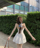 【2色】ミニドレスAラインホルターネックバックレスドレス着痩せ気質女子力パーティー WQ2-XKD-D355-6809-Mar16