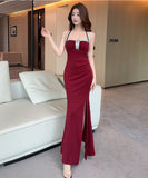 【3色】 ロングドレス キャバドレス セクシータイトキャミワンピ スリット入り ショート丈 デート 女子会 パーティー 二次会 LW2-OYF9758