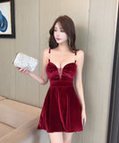 【2色】 ミニドレス キャバドレス セクシー  ミニ丈  ベロア タイトドレス  デート LW2-DD5841