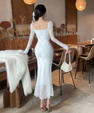 【3色】ロングドレス キャバドレス セクシー レース  ノースリーブ リボンストラップ LW2-DD5819