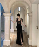 ロングドレスイベントキャバドレスチュールエレガント着痩せ気質宴会パーティー気質セクシー WQ2-ZED888617DXH238A