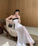 ロングドレスベアトップマーメイドドレスセクシーリボン高級感エレガント宴会パーティー WQ2-XKD-D318A-6271-Mar8