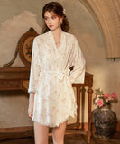 Lady's coco ランジェリー  セクシー 大人可愛い ハルターネックリボン付き  カートゥーン柄ベロア  ルームウェアセット  ネグリジェ ガウン LW8-GR6683