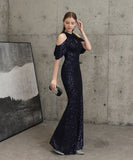 【7色】ロングドレス キラキラ 気質 高級感 演奏会 宴会 マーメイドドレス YH2-YEY16223#