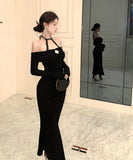 Lady's coco ロングドレス キャバドレス セクシー オフショルダー タイトワンピース ホルターネック 背中開き ボディコン デート 女子会 二次会 披露宴 パーティー LW2-OYF8723