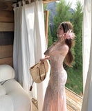 ロングドレスサンドレス花柄マーメイドドレスキャミワンピエレガント気質セクシーフラワーSNS話題 WQ2-CD7-411-65520680