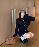 【3色】2点セット ミニドレス キャバドレス セクシー 大人可愛い ニットカーディガン＋ハイウエストプリーツスカート セットアップ  お出かけ デート 出勤 LW2-OYF2585