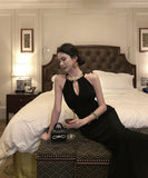 ロングドレスキャバドレスキラキラホルターネックセクシー高級感宴会パーティー誕生日谷間見せ気質 WQ2-DD4159