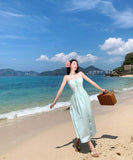 ロングドレスサンドレスAラインバックレスドレスフリル体型カバーセクシー大人可愛い旅行SNS話題 WQ2-CD4-516-52700550