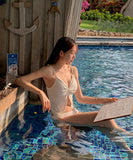 【3点セット】水着 ビキニ 韓国風 スカート付き ドローストリング ハイウエスト 温泉 リゾート ビーチ JC7-CF-SNM57092