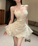 Lady's coco ミニドレス キャバドレス セクシー レース刺繍 ウエストマーク ふんわりシルエット パーティー デート LW2-SB18YX0170