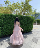 ロングワンピース レディース キャミワンピース レース フリル ティアード ハイウエスト 体型カバー フェミニン 清楚感 夏 お出かけDQ2-XKD-D326-8025A-Apr1