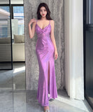 【3色】ロングドレス キャバドレス セクシー Vネック スリット入り タイト マーメイドワンピース 披露宴 二次会 パーティー お呼ばれ LW2-OYF9757