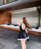 ミニドレスバックレスドレスAライン誕生日ドレスフリルカワセクシーエレガント着痩せナイトクラブパーティードレスレース WQ2-XKD-D308-6948-May22