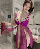 【3色】ルームウェア ランジェリー セクシー レース ディープVネック フロントオープン シースルーメッシュ 透け感 誘惑 イチャラブ JC7-JJ1687