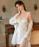 ルームウェア ランジェリー スイート系 フレアスリーブ 猫柄 ベルベット メッシュ切替 リボン JC8-GR6538