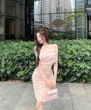 ミニドレスキャバドレスチュールワンショルダーセクシーパーティー指名ナイトクラブキャバクラ WQ2-ZED883280DXH502