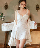 Lady's coco ルームウェア ランジェリー セクシー レース×ベロア パッド入り キャミワンピース プリーツ フラワープリント 大人可愛い LW8-GR6684