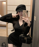 新色追加  ミニドレス  キャバドレス ミニ丈 ギャザー ウエストシェイプ 着痩せ効果 大人かわいい LW2-ZED883233DXH502