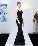 【7色】ロングドレス キラキラ Vネック 高級感 披露宴 宴会 マーメイドドレス YH2-YEY16276#