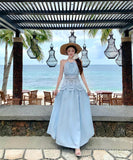 ロングドレスホルターネックサンドレス刺繍セクシーレースAライン着痩せ気質旅行ビーチ海 WQ2-CD4-516-52750680