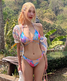 三角ビキニ水着ビキニ花柄ホルターネックセクシー2点式谷間見せビーチ海タンキニモノキニ WQ7-XYX-SYS1282