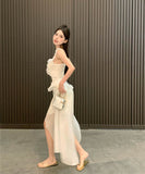 ロングドレスフリルカワセクシーコーデ万能ふわふわ旅行着痩せ気質SNS話題大人可愛い WQ2-XKD-D426-2935-May5