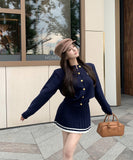 【3色】2点セット ミニドレス キャバドレス セクシー 大人可愛い ニットカーディガン＋ハイウエストプリーツスカート セットアップ  お出かけ デート 出勤 LW2-OYF2585