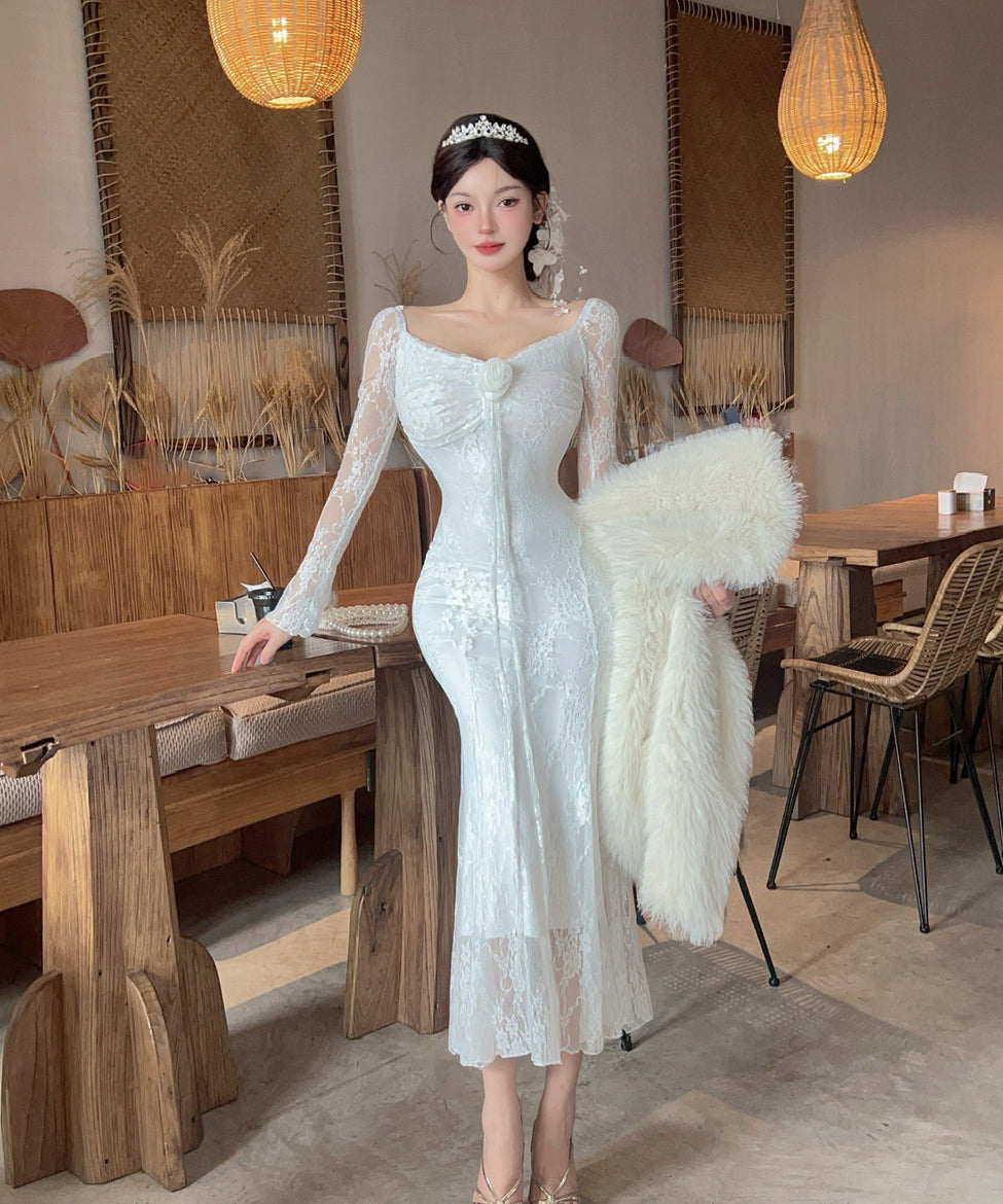 3色】ロングドレス キャバドレス セクシー レース ノースリーブ