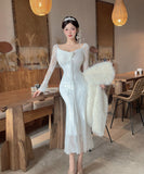 【3色】ロングドレス キャバドレス セクシー レース  ノースリーブ リボンストラップ LW2-DD5819