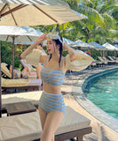 水着 ビキニ セクシー ストライプ ハイウエストビキニ キャミデザイン 写真映え ビーチ リゾート 温泉DQ7-DP-A23067