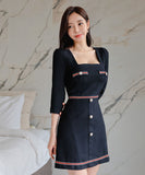 ミニドレス キャバドレス 気質 セレブ風 大人可愛い Aライン 韓国っぽ MY2-ZRD886696BH506