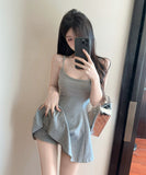 【2色】ミニドレス キャバドレス セクシー デコルテ見せ キャミワンピース 大人可愛い フェミニンドレス  LW2-SB7959