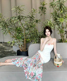 ロングドレスキャミワンピ花柄マーメイドドレスレース旅行セクシー韓国っぽ個性感 WQ2-DD4859