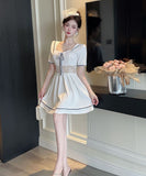 【2色】膝丈ドレス キャバドレス セクシー大人可愛い タイト ナイトドレス レース  ウエストマーク フェミニン LW2-DD5816