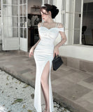 ロングドレス キャバドレス セクシー ディープネック キャミワンピ スリット エレガント 脚長効果 パーティー  JC2-DD6387