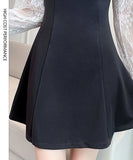 ミニドレス キャバドレス セクシー ハイネック レース切替 Aライン お腹カバー タイトシルエット パーティー デート 女子会 結婚式のお呼ばれ JC2-YM8865