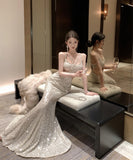 ロングドレス エレガント ノースリーブ キラキラ ウエストカットアウト デザイン性 パーティー クラブ JC2-HS-109-8317-Sep4