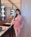 【3色】ミニドレス キャバドレス セクシー スパンコール  Vネック ボディコン ナイトクラブ LW2-ZED881753SS2B15