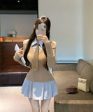 【秋新作】ミニドレス キャバドレス プレッピースタイル  ウエストマーク プリーツスカート 大人可愛い デート LW2-XKDD335A-3139-Sep21