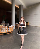 ミニドレスバックレスドレスAライン誕生日ドレスフリルカワセクシーエレガント着痩せナイトクラブパーティードレスレース WQ2-XKD-D308-6948-May22