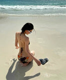 ビキニ水着三角ビキニセクシーホルターネック花柄ワンピースSNS話題 WQ7-DP-A33341